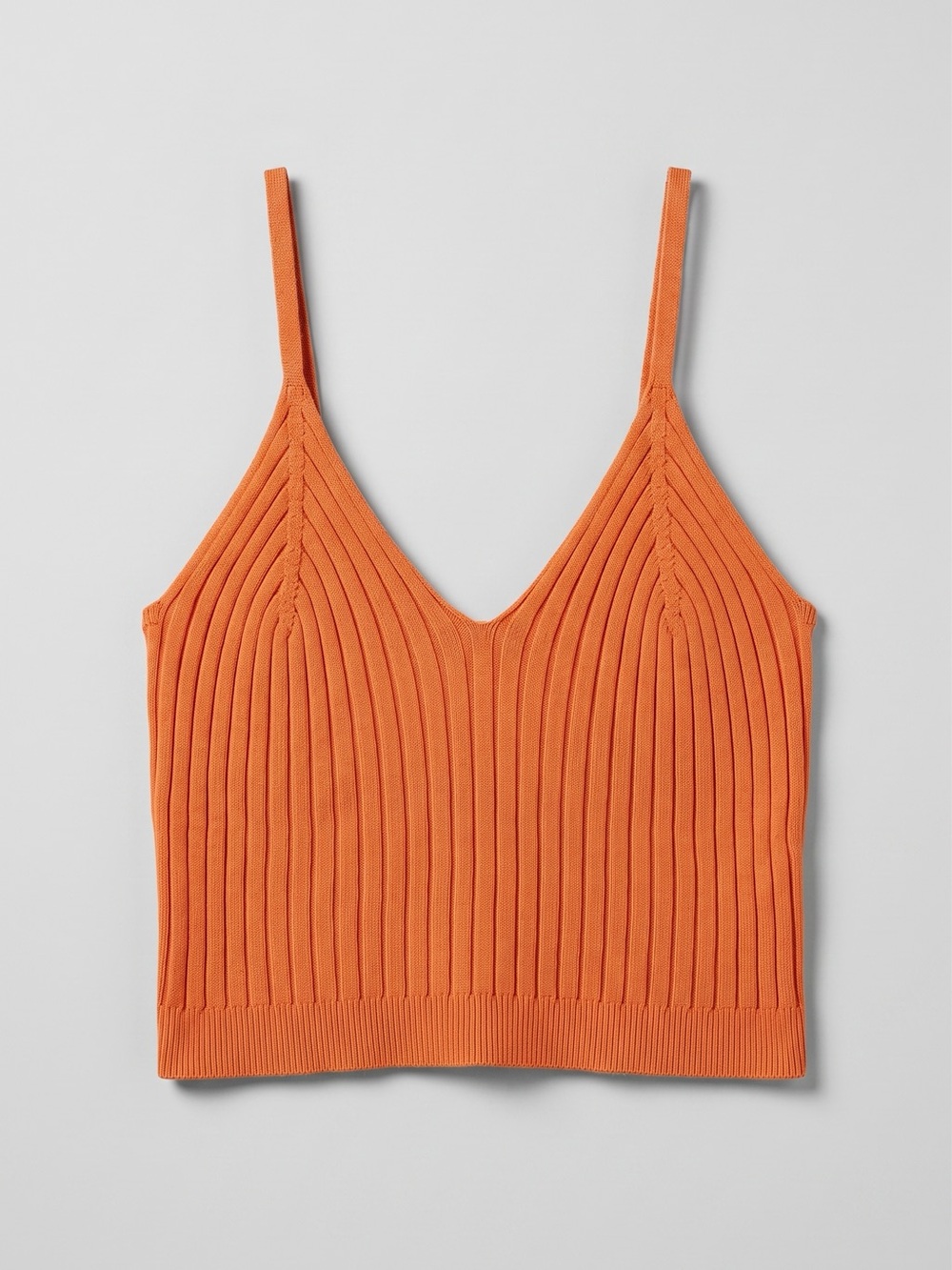Orange Ribbed Cropped Cami Tank